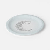 Funkeln-Stern-Silber-Mond-Blau Pappteller (Schrägansicht)