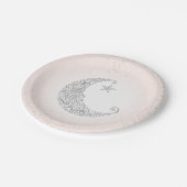 Funkeln-Stern-Silber-Mond-Rosa Pappteller (Schrägansicht)