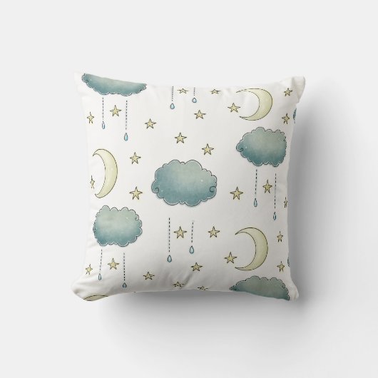 Funkeln-Sternmond und -sterne Kissen (Vorderseite)