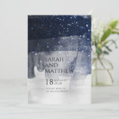 Funkelnavy & Silver Modern Wedding Einladung (Stehend Vorderseite)