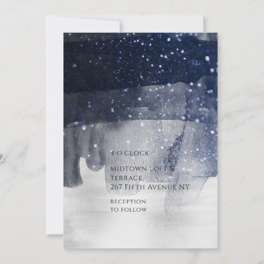 Funkelnavy & Silver Modern Wedding Einladung (Rückseite)