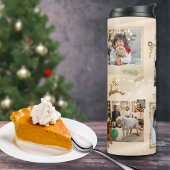 Funkelnd 6 Fotolage Gold & Peach Weihnachten Thermosbecher