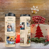 Funkelnd 6 Fotolage Gold & Peach Weihnachten Thermosbecher