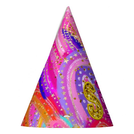 Funkelnd 6. Rainbow Sequin Gold Glitzer Maximalist Partyhütchen (Links)