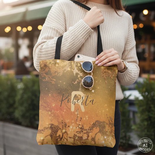 Funkelnd Abstrakte Kupfer Bronze Moderne Glam Chic Tasche