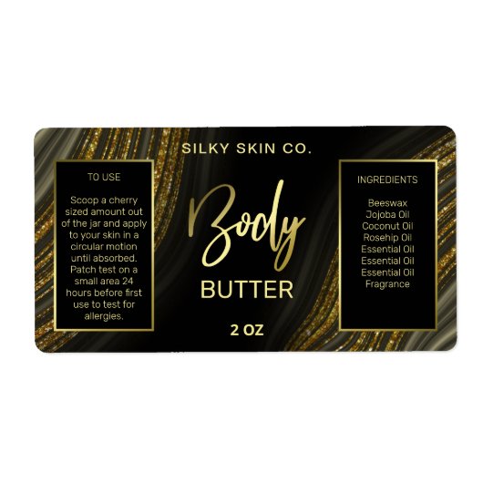Funkelnd Agate Black Gold Body Butter Labels (Vorne)