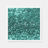 Funkelnd Aqua Aquamarin Mint Sequin Funkelnd Glitz Serviette (Vorderseite)