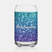 Funkelnd Aqua-Blau Ombre-Glitzern Benutzerdefinier Dosenglas (Vorderseite)