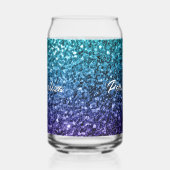 Funkelnd Aqua-Blau Ombre-Glitzern Benutzerdefinier Dosenglas (Links)