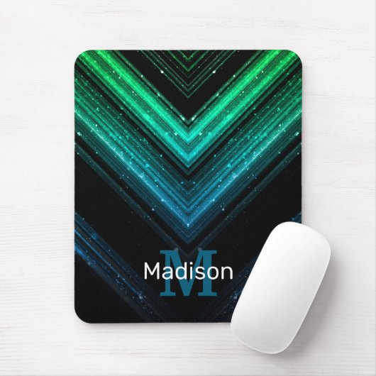 Funkelnd Aqua-Grüngalaxie Zickzack Monogram Mousepad (Mit Mouse)