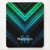 Funkelnd Aqua-Grüngalaxie Zickzack Monogram Mousepad (Vorne)
