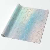 Funkelnd Aqua Opal Laurel Floral Silver Diamonds Geschenkpapier (Ungerollt)