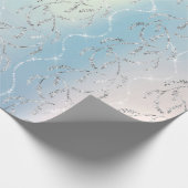 Funkelnd Aqua Opal Laurel Floral Silver Diamonds Geschenkpapier (Ecke)