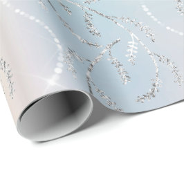 Funkelnd Aqua Opal Laurel Floral Silver Diamonds Geschenkpapier