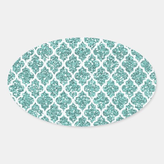 funkelnd Aquamarin Ovaler Aufkleber (Vorderseite)