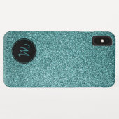 Funkelnd Aquamarine Imitat Glitzer Monogramm Minim Case-Mate iPhone Hülle (Rückseite (Horizontal))