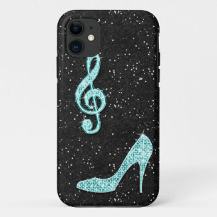 Funkelnd aquamarine Musik-Anmerkung u. iPhone 11 Hülle