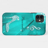 Funkelnd aquamarine Musik-Anmerkung u. Case-Mate iPhone Hülle (Rückseite (Horizontal))