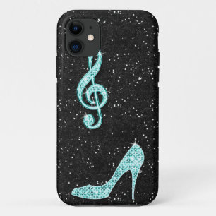 Funkelnd aquamarine Musik-Anmerkung u. iPhone 11 Hülle
