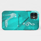 Funkelnd aquamarine Musik-Anmerkung u. Case-Mate iPhone Hülle (Rückseite (Horizontal))