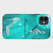 Funkelnd aquamarine Musik-Anmerkung u. Case-Mate iPhone Hülle (Rückseite (Horizontal))