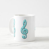 Funkelnd aquamarine Musiknote Kaffeetasse (Vorderseite Links)