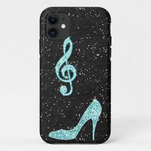 Funkelnd aquamarine Musiknote u. Stilett-Ferse Case-Mate iPhone Hülle
