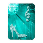 Funkelnd Aquamarine Musiknote und Stiletto Heel Magnet (Vertikal)