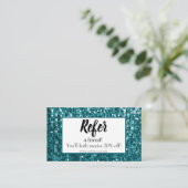 Funkelnd Aquamarine Sequin|Glitzer Benutzerdefinie Empfehlungskarte (Stehend Vorderseite)