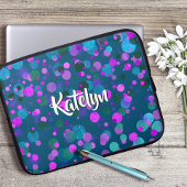 Funkelnd aquamariner blauer lila Konfetti-Punkte i Laptopschutzhülle