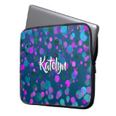 Funkelnd aquamariner blauer lila Konfetti-Punkte i Laptopschutzhülle (Vorderseite Links)