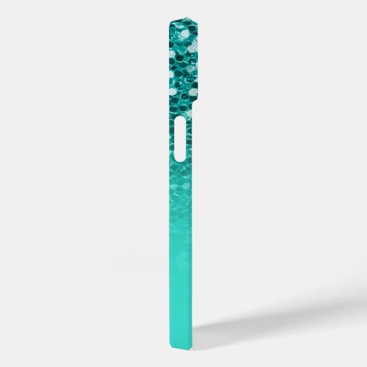 Funkelnd Aquamariner Glitzer Türkis Ombre Monogram Case-Mate iPhone Hülle (Rückseite / Rechts)