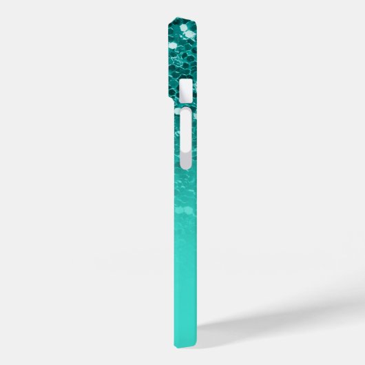 Funkelnd Aquamariner Glitzer Türkis Ombre Monogram Case-Mate iPhone Hülle (Rückseite / Links)