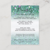 Funkelnd Aquamariner grüner Glitzer bricht Afterca Visitenkarte (Rückseite)