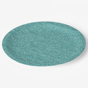 Funkelnd aquamariner u. silberner Glitzer Pappteller