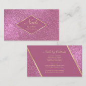 Funkelnd Berry Pink Gold Glitzer Makeup Nails Lash Visitenkarte (Vorne/Hinten)
