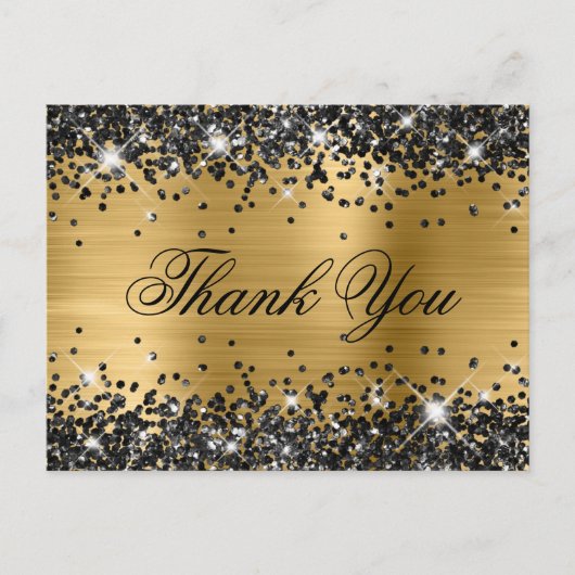 Funkelnd Black Glitzer Gold Foil Extravagant Viele Postkarte (Vorderseite)