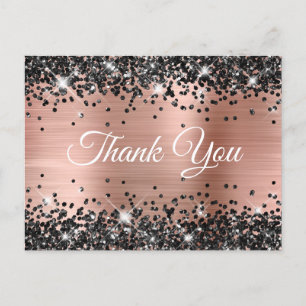 Funkelnd Black Glitzer Rose Gold Foil Vielen Dank Postkarte