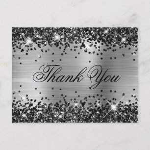 Funkelnd Black Glitzer Silver Foil Extravagant Dan Postkarte