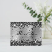 Funkelnd Black Glitzer Silver Foil Extravagant Dan Postkarte (Stehend Vorderseite)