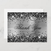 Funkelnd Black Glitzer Silver Foil Extravagant Dan Postkarte (Vorne/Hinten)