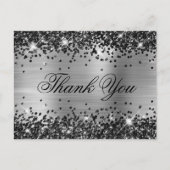 Funkelnd Black Glitzer Silver Foil Extravagant Dan Postkarte (Vorderseite)