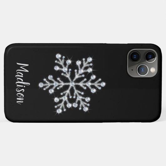 Funkelnd Black Monogram iPhone Case (Rückseite (Horizontal))