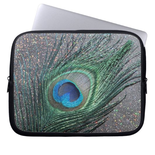 Funkelnd Black Peacock Fee Stillleben Laptopschutzhülle (Vorderseite)