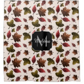 Funkelnd Blätter fallen Herbst Glitzern Monogramm Duschvorhang (Vorderseite)