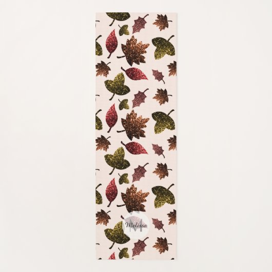 Funkelnd Blätter fallen Herbst Glitzern Monogramm Yogamatte (Vorderseite)