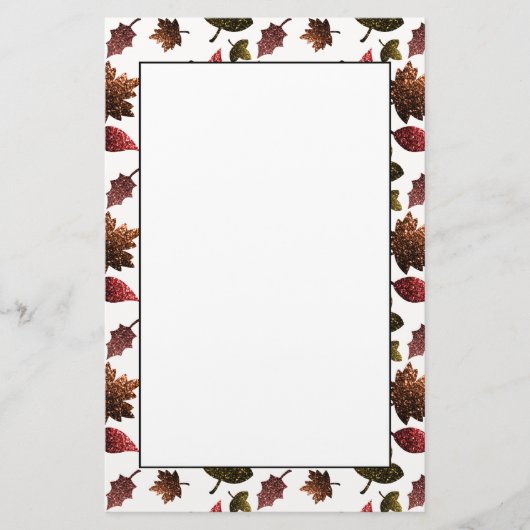 Funkelnd Blätter fallen herbstliche Glitzern ab Briefpapier (Vorderseite)