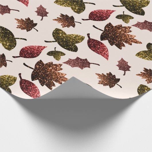 Funkelnd Blätter fallen herbstliche Glitzern ab Geschenkpapier (Ecke)