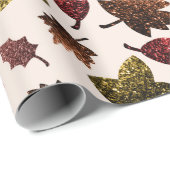 Funkelnd Blätter fallen herbstliche Glitzern ab Geschenkpapier (Rolleneckpunkt)