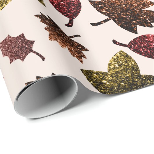 Funkelnd Blätter fallen herbstliche Glitzern ab Geschenkpapier (Rolleneckpunkt)